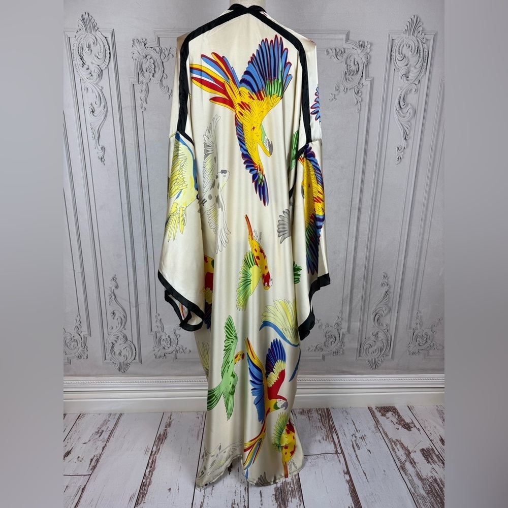 Elegant Multicolor Kimono Kaftan Lounging Duster Robe - Picture 9 of 15
